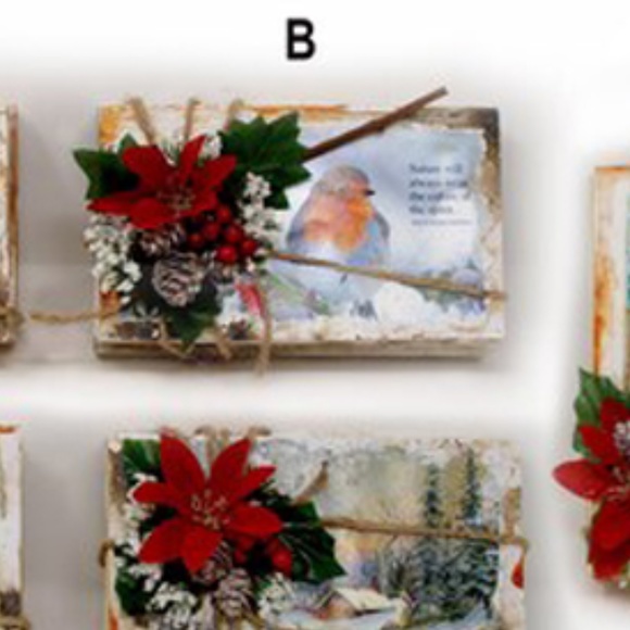 Rustic Christmas Holiday Floral Arrangement Centerpiece, Upcycled, Books, Shabby - Picture 2 of 8